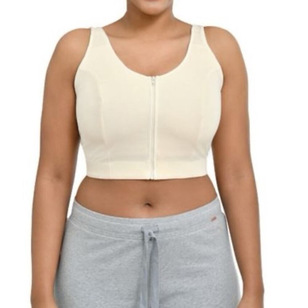 Front-Zip Longline Comfort Bra in Cream